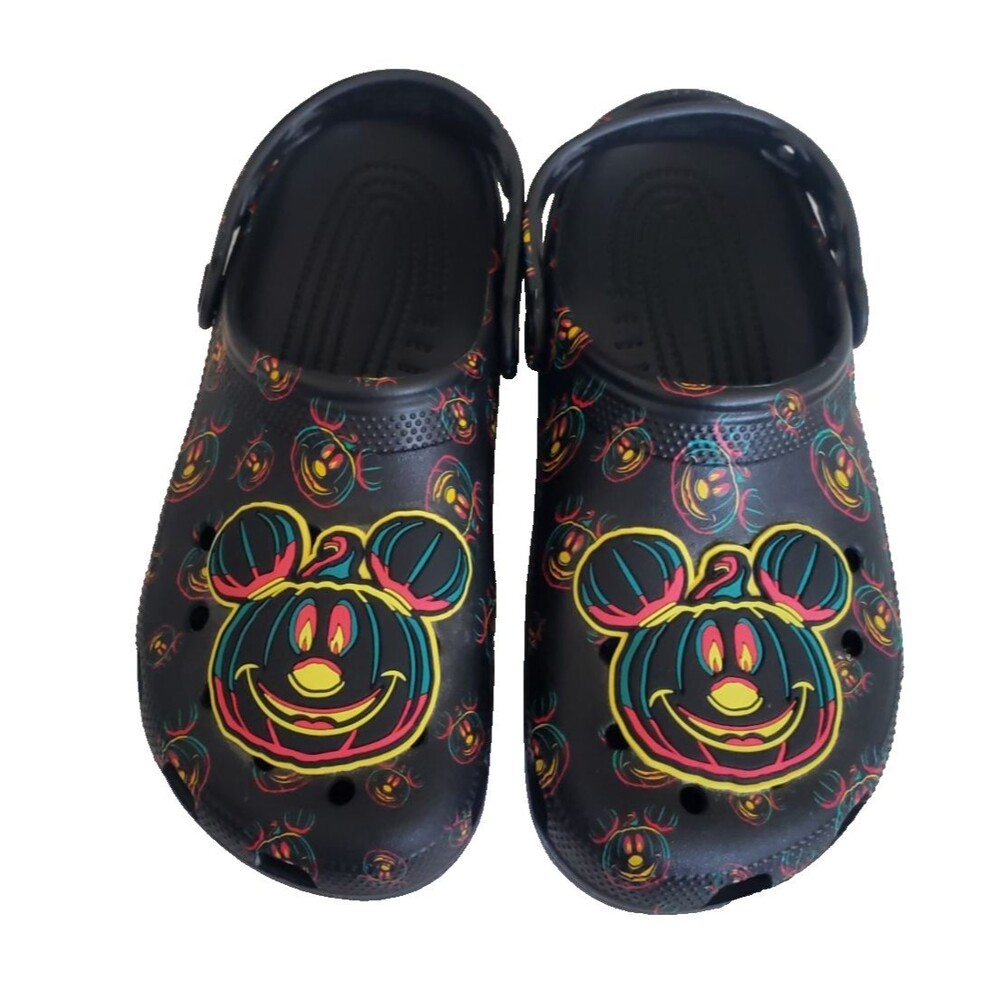 Disney Parks 2023 Glow Halloween Mickey Mouse Pumpkin Adult Clogs Crocs M7/W 9